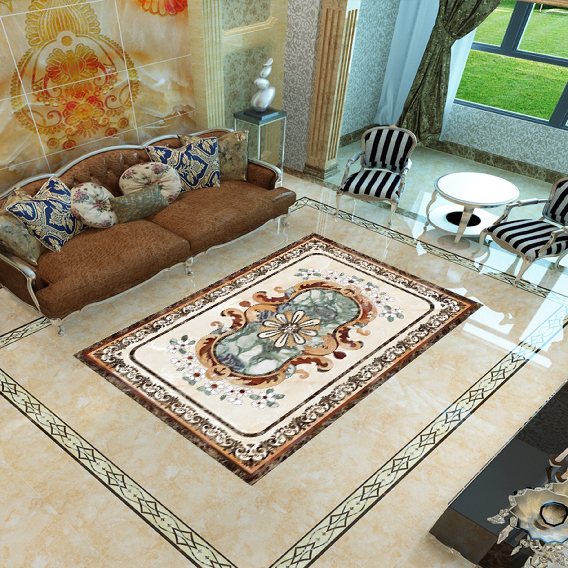 3D Rectangular Marble Pattern WG459 Floor Mural Wallpaper AJ Wallpaper 2 