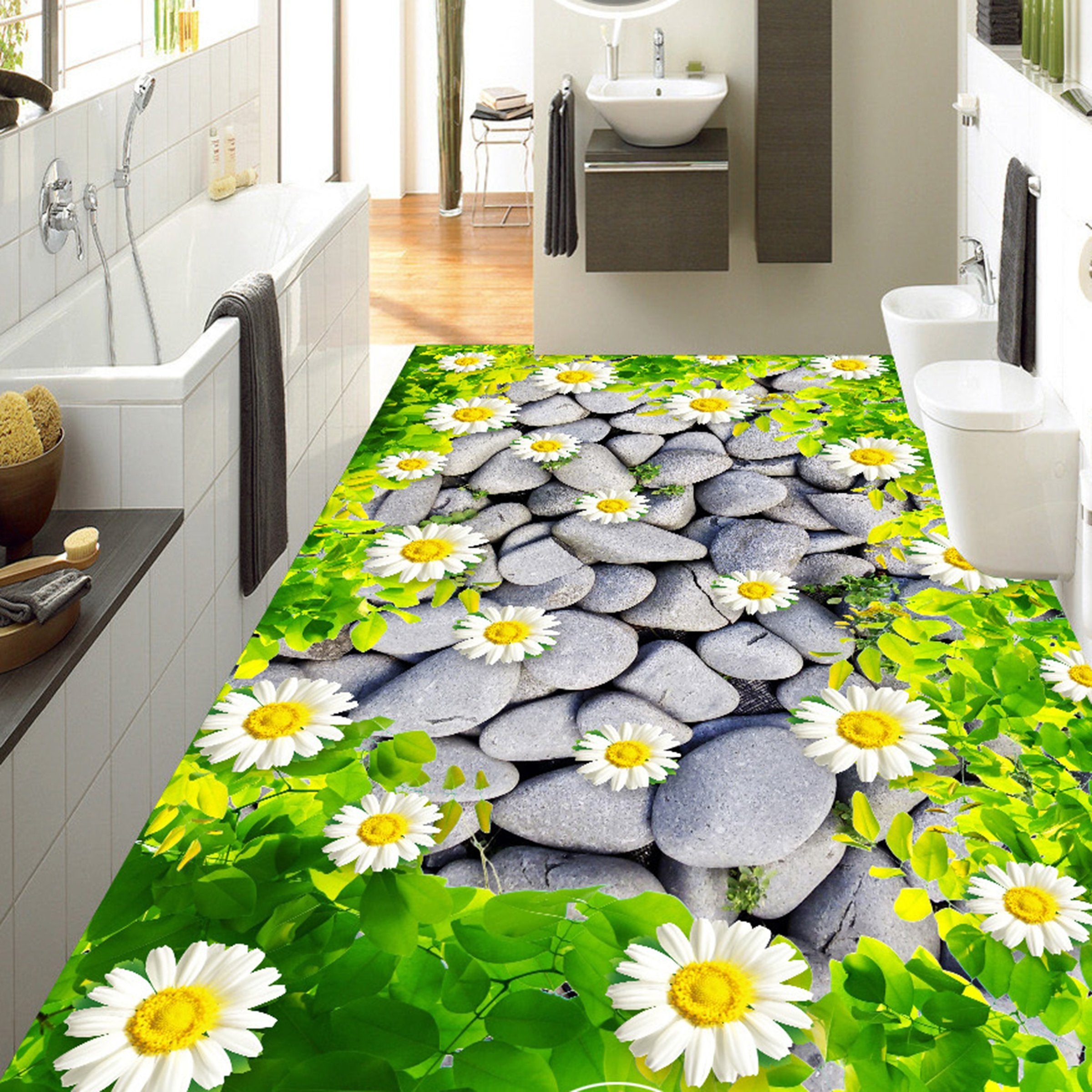 3D Flower Stone WG360 Floor Mural Wallpaper AJ Wallpaper 2 