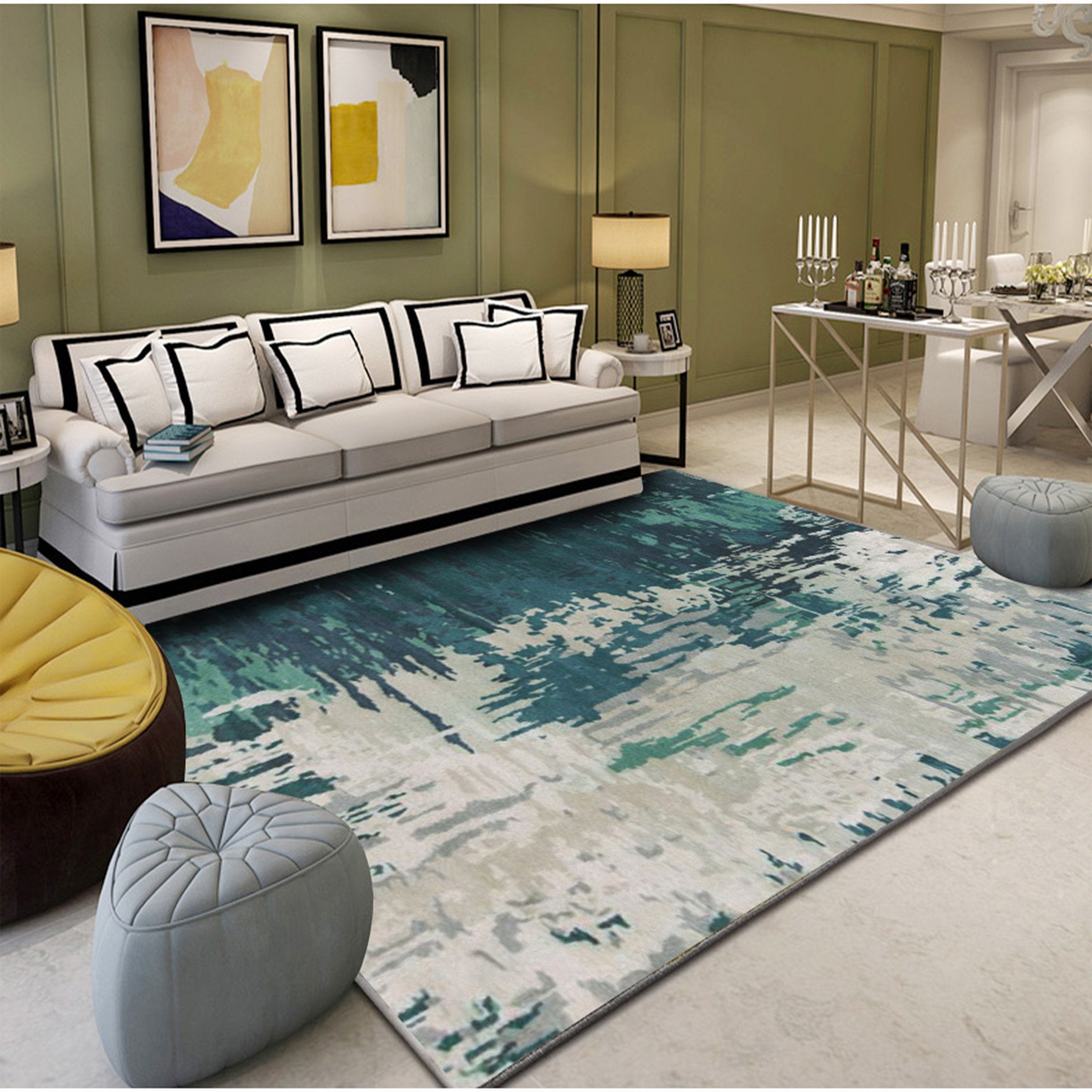 3D Dark Green Inkjet WG156 Non Slip Rug Mat Mat AJ Creativity Home 