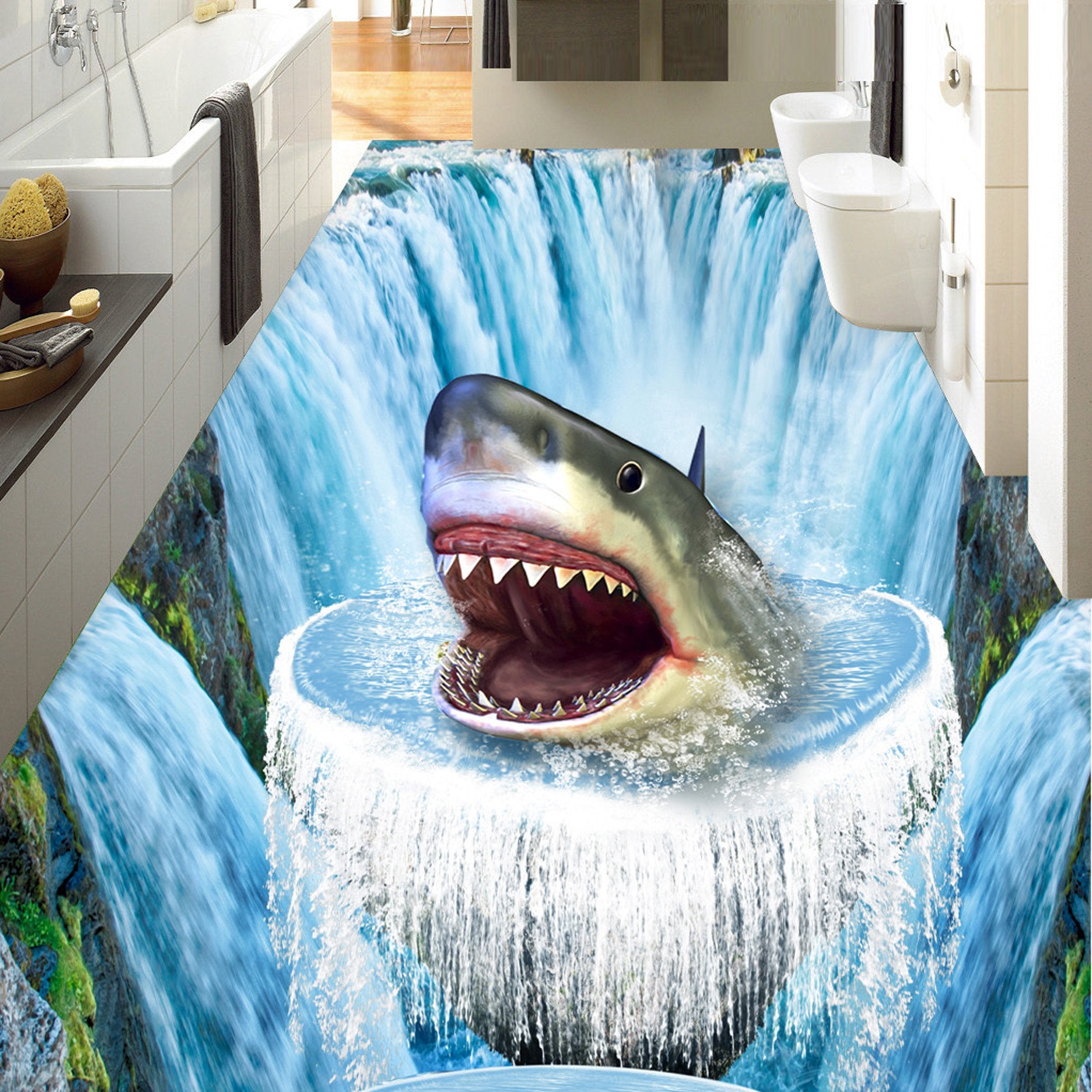 3D Shark Mouth WG620 Floor Mural Wallpaper AJ Wallpaper 2 
