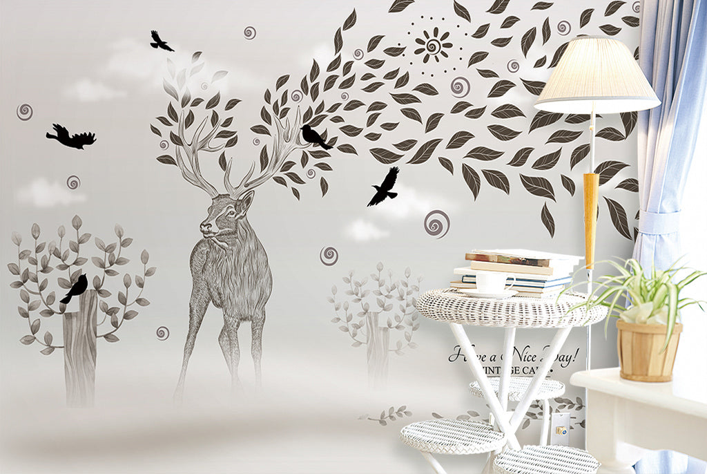 3D Leaf Deer WG152 Wall Murals