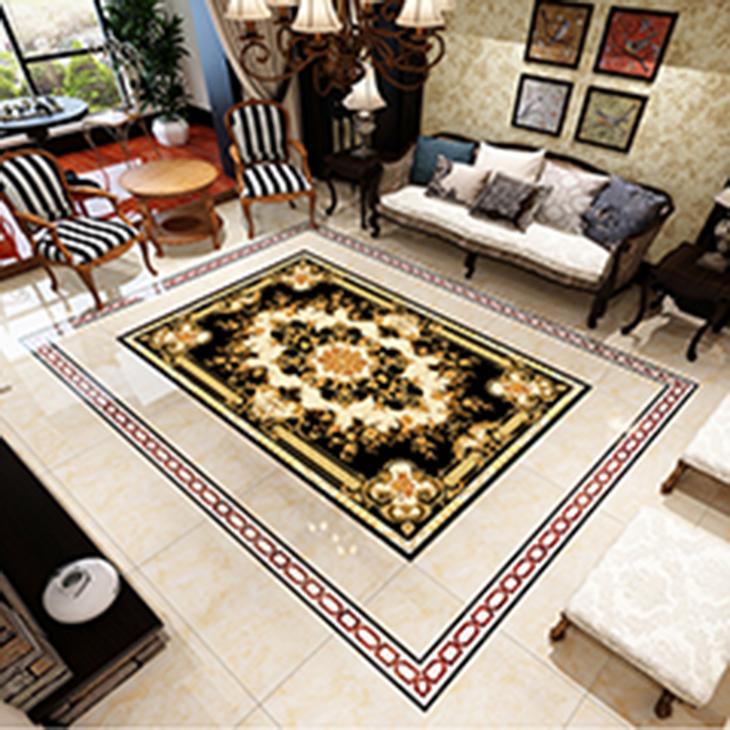 3D Golden Flowers WG224 Floor Mural Wallpaper AJ Wallpaper 2 