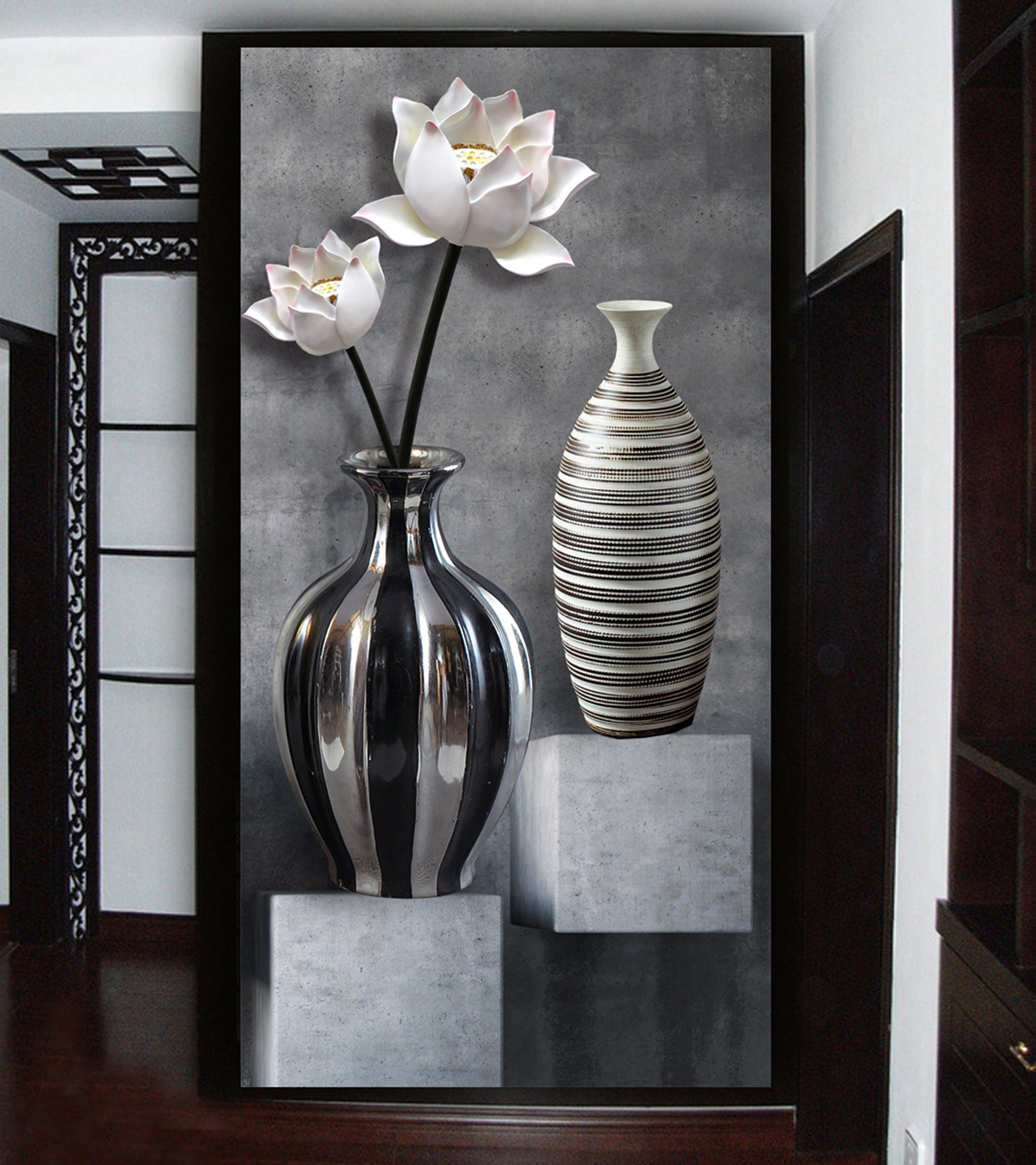 3D Vase Of Lotus WG003 Wall Murals