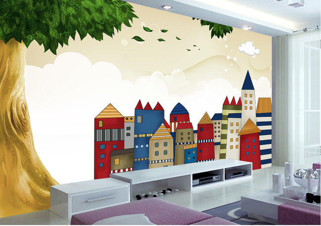 3D Cartoon Building WG367 Wall Murals