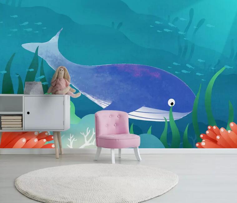 3D Cute Whale WG52 Wall Murals Wallpaper AJ Wallpaper 2 