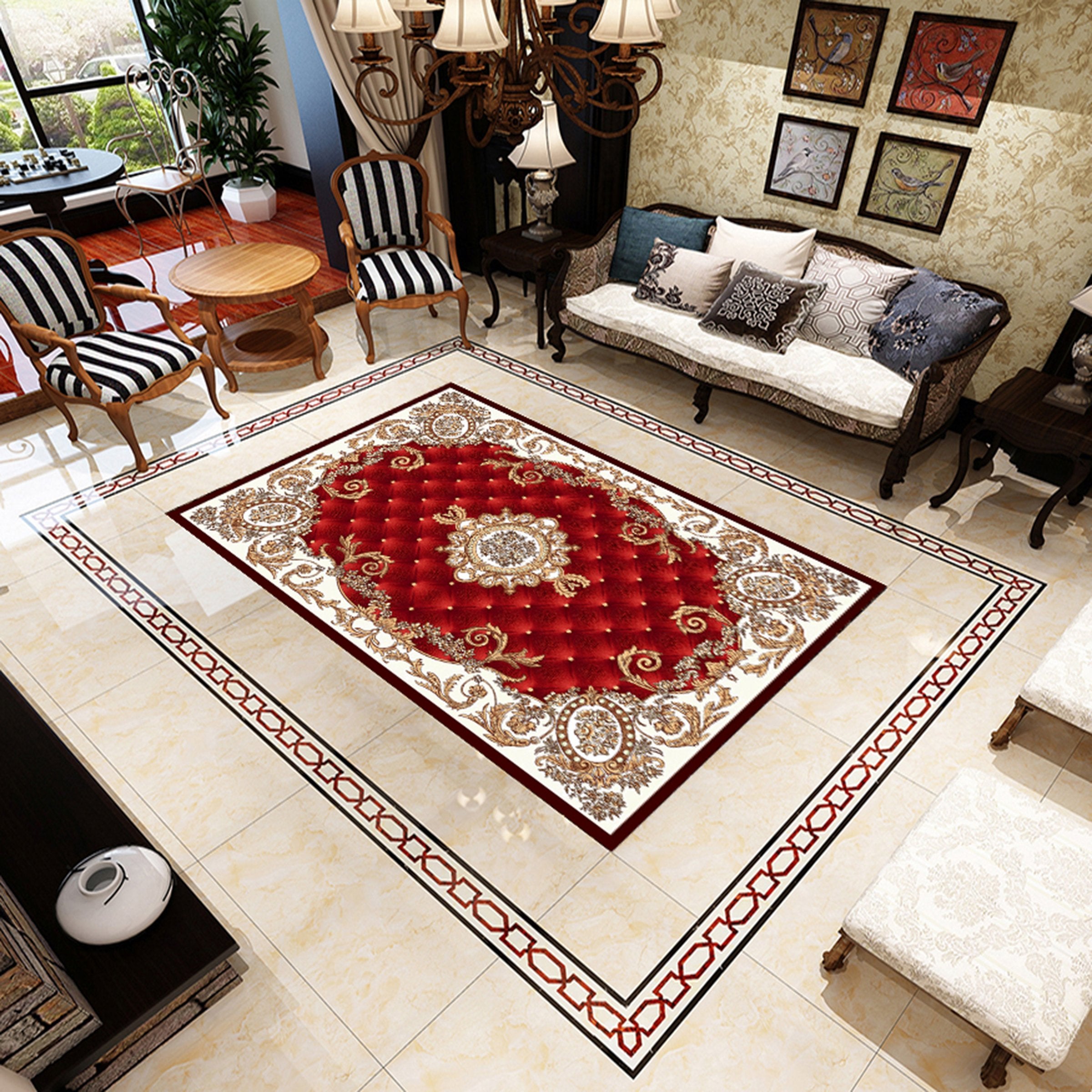 3D Red Pattern WG671 Floor Mural Wallpaper AJ Wallpaper 2 