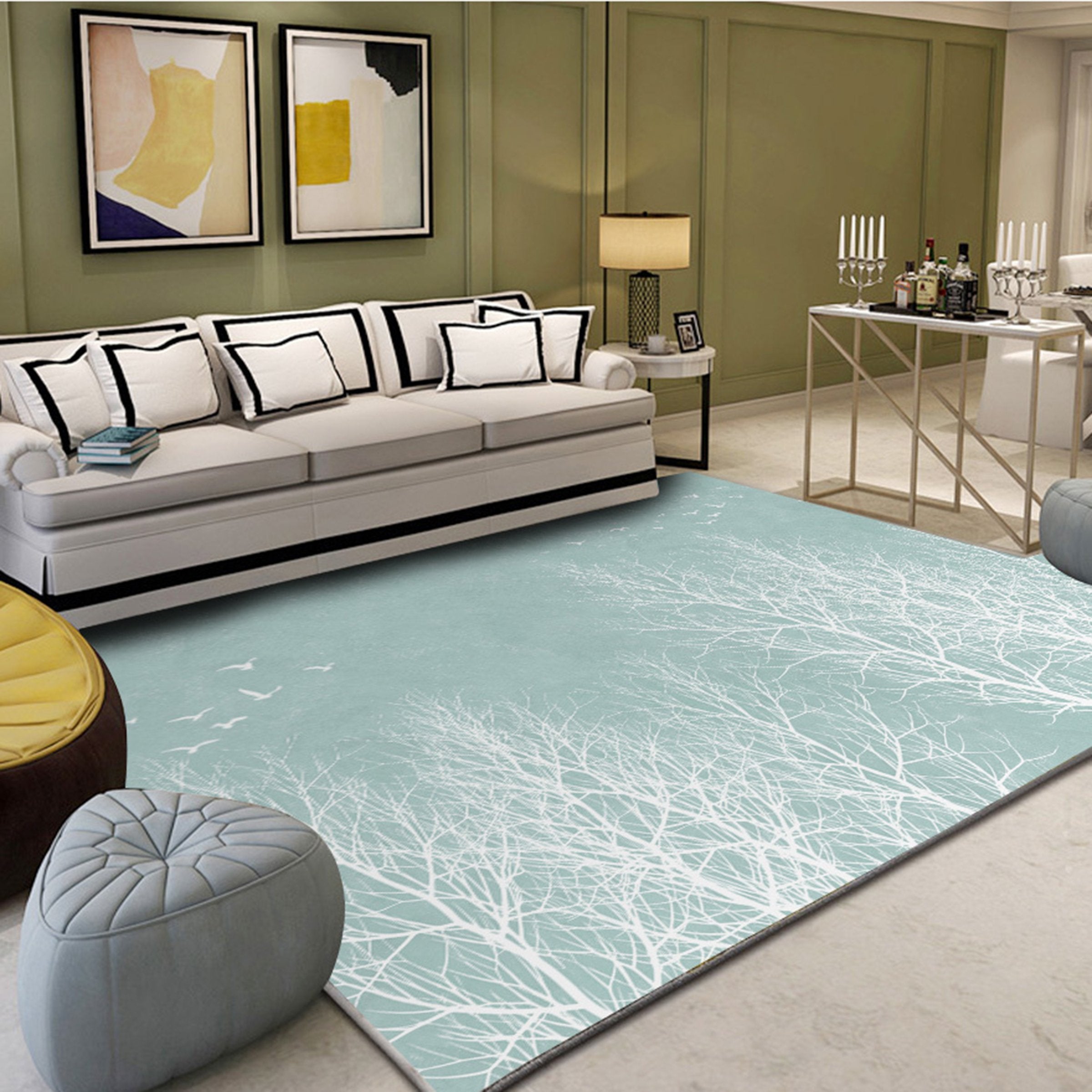 3D White Tree WG287 Non Slip Rug Mat Mat AJ Creativity Home 