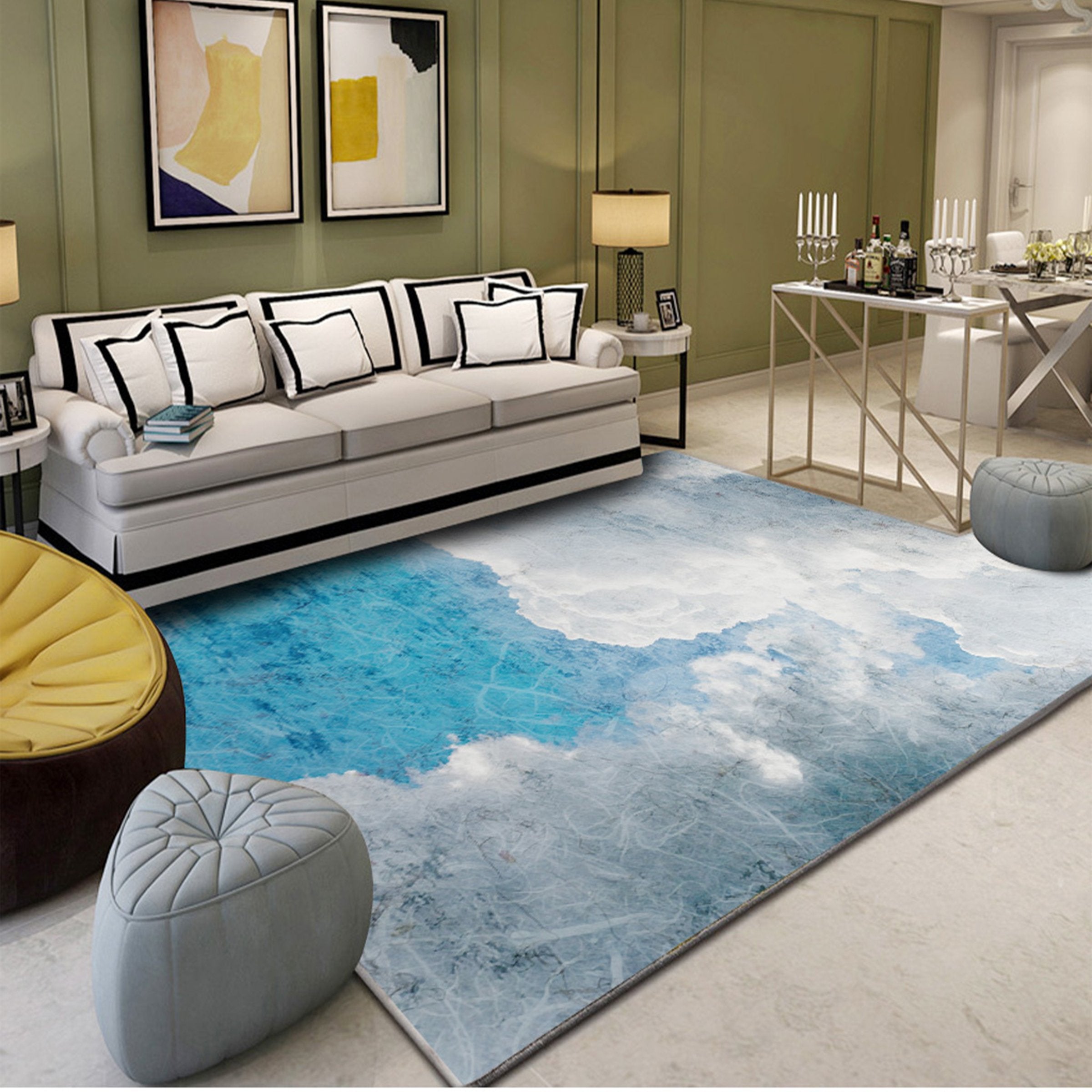 3D Blue Inkjet WG168 Non Slip Rug Mat Mat AJ Creativity Home 