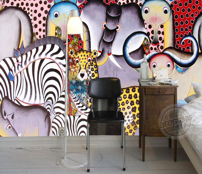 3D Zebra Leopard WG061 Wall Murals