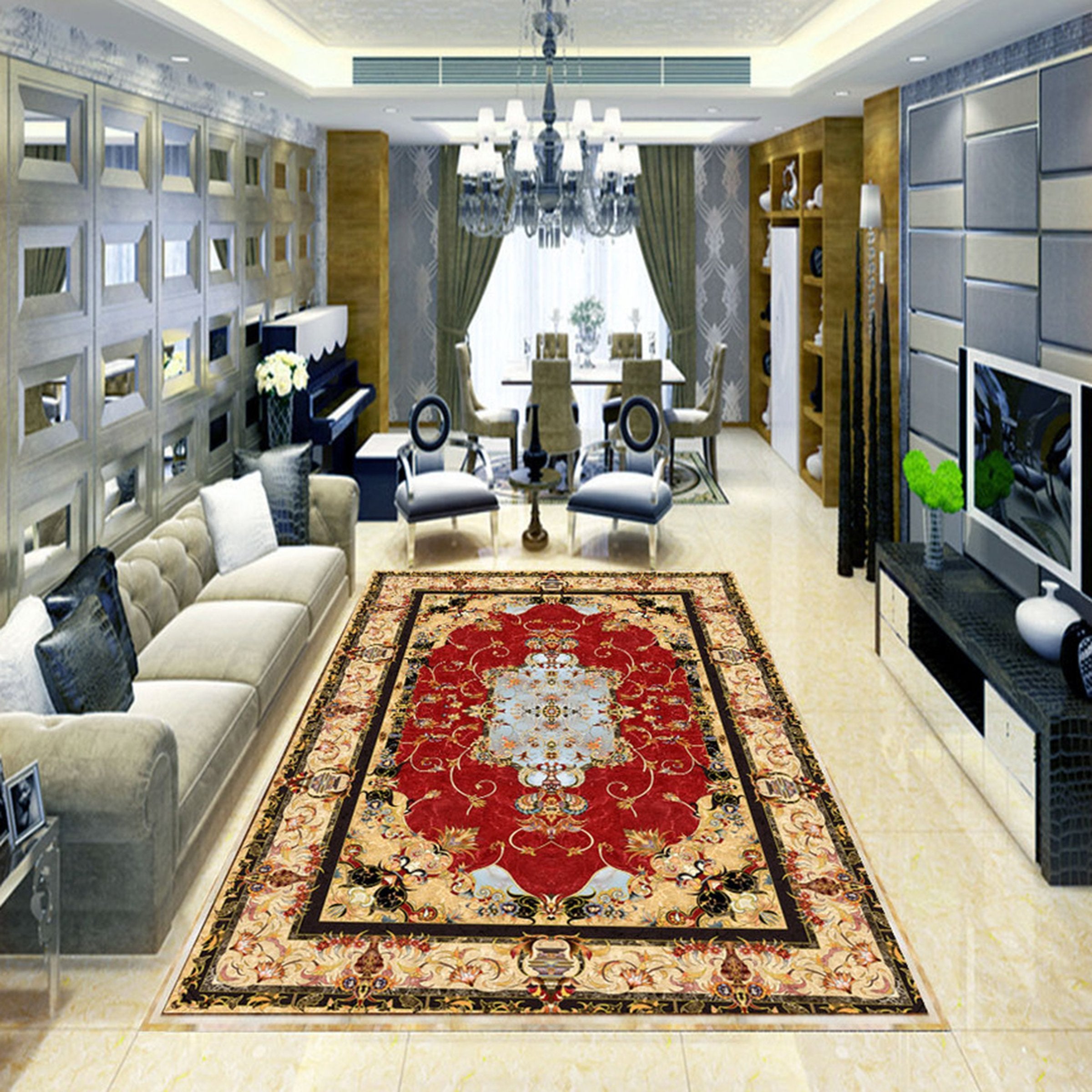 3D Rectangular Red Pattern WG385 Floor Mural Wallpaper AJ Wallpaper 2 