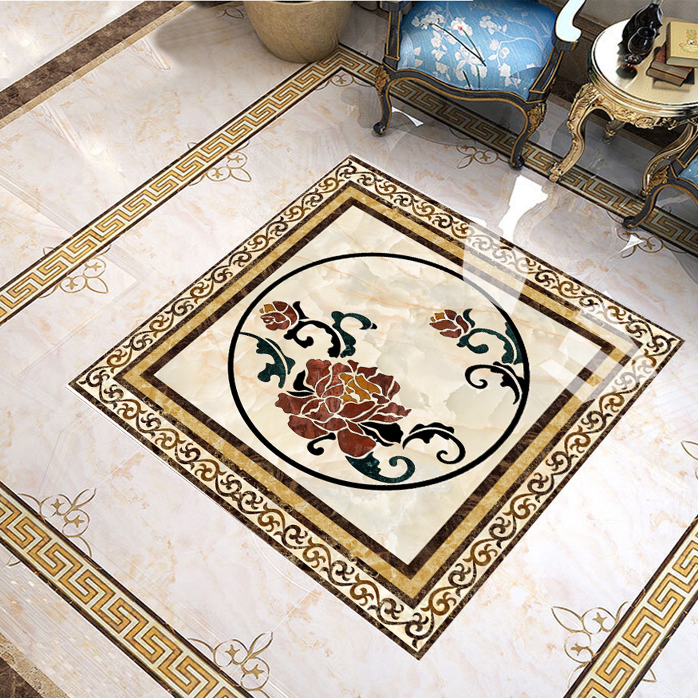 3D Round Rose WG686 Floor Mural Wallpaper AJ Wallpaper 2 