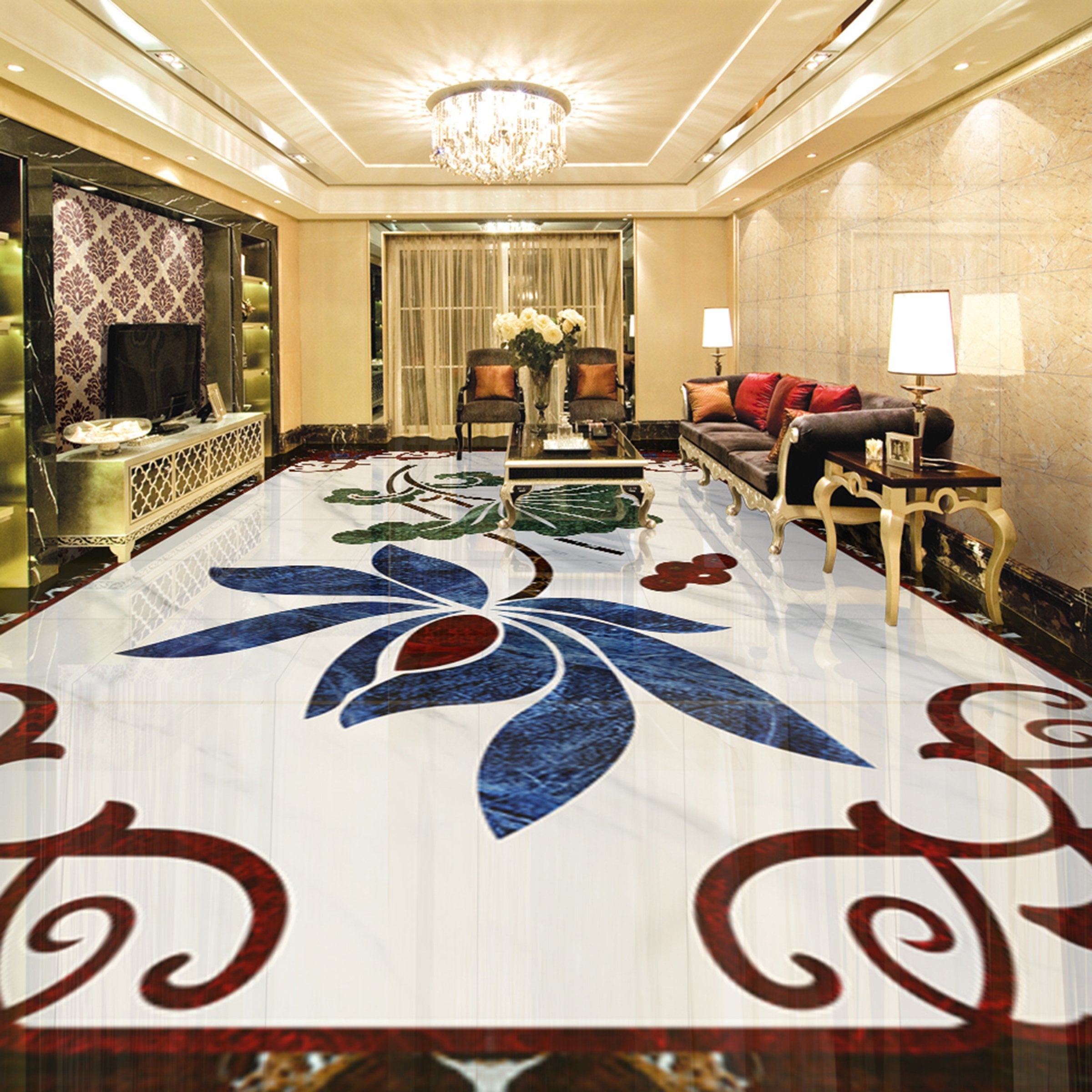 3D Lotus WG410 Floor Mural Wallpaper AJ Wallpaper 2 