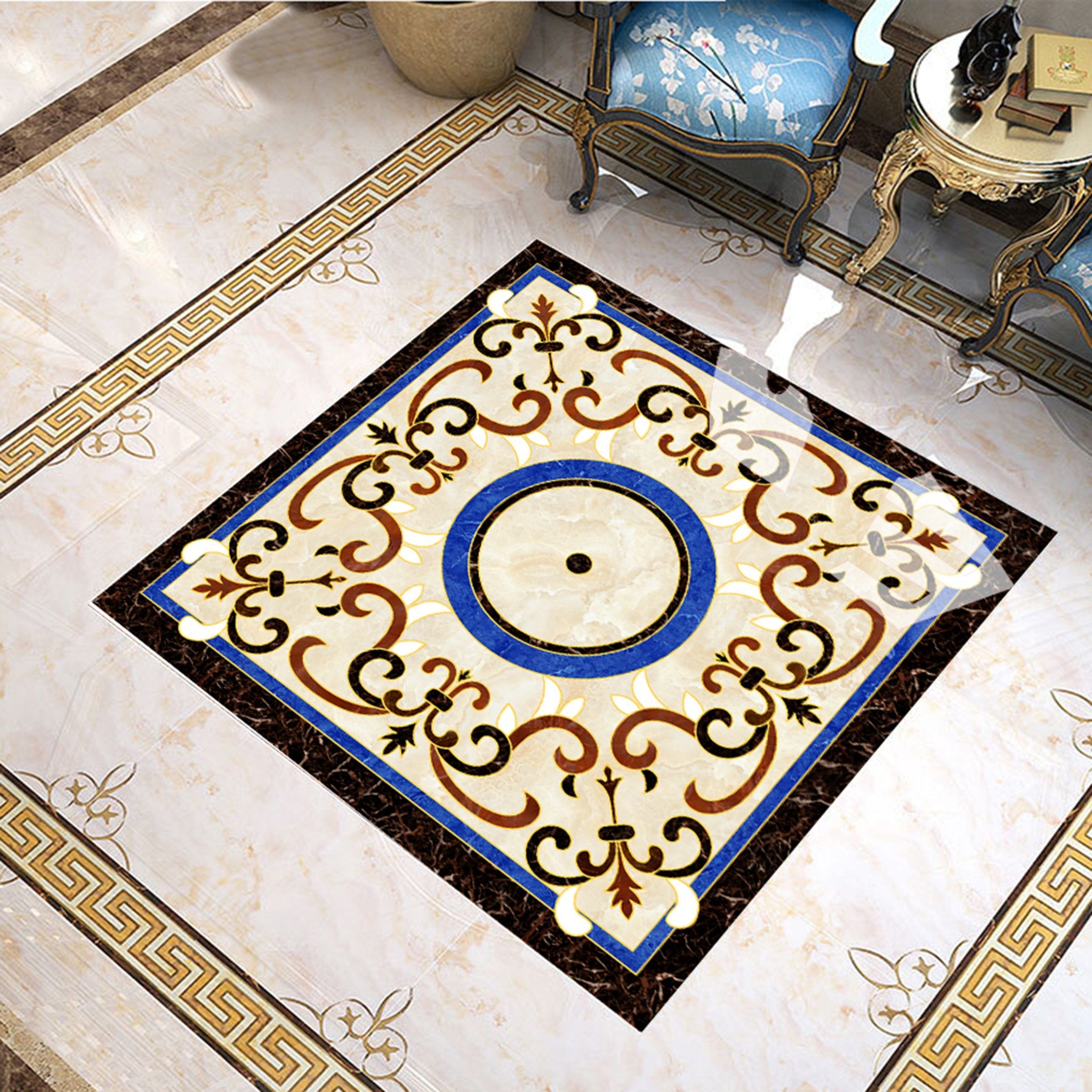 3D Blue Pattern WG707 Floor Mural Wallpaper AJ Wallpaper 2 