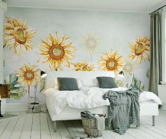 3D Sunflower 051 Wall Murals Wallpaper AJ Wallpaper 2 