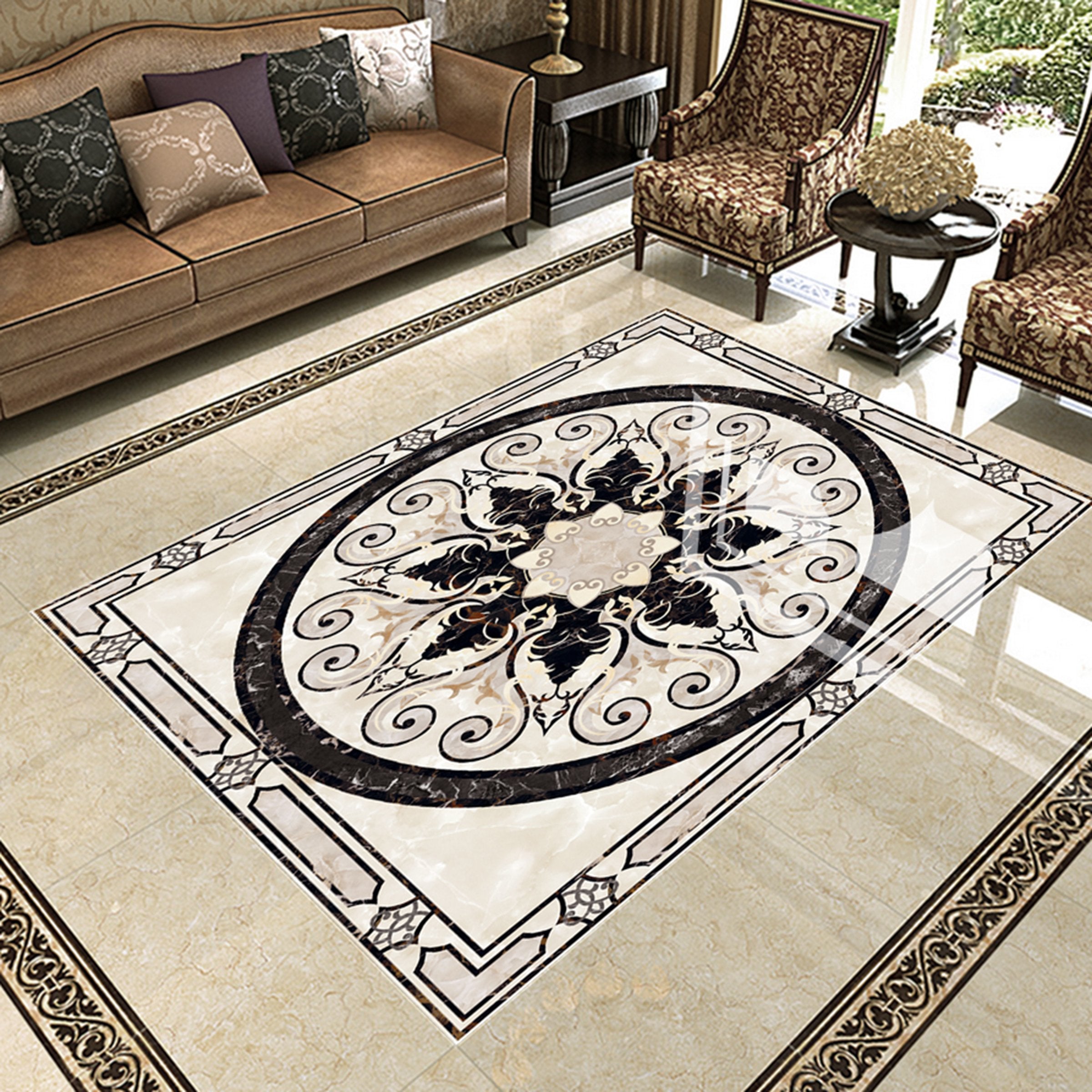 3D Marble Black Pattern WG448 Floor Mural Wallpaper AJ Wallpaper 2 