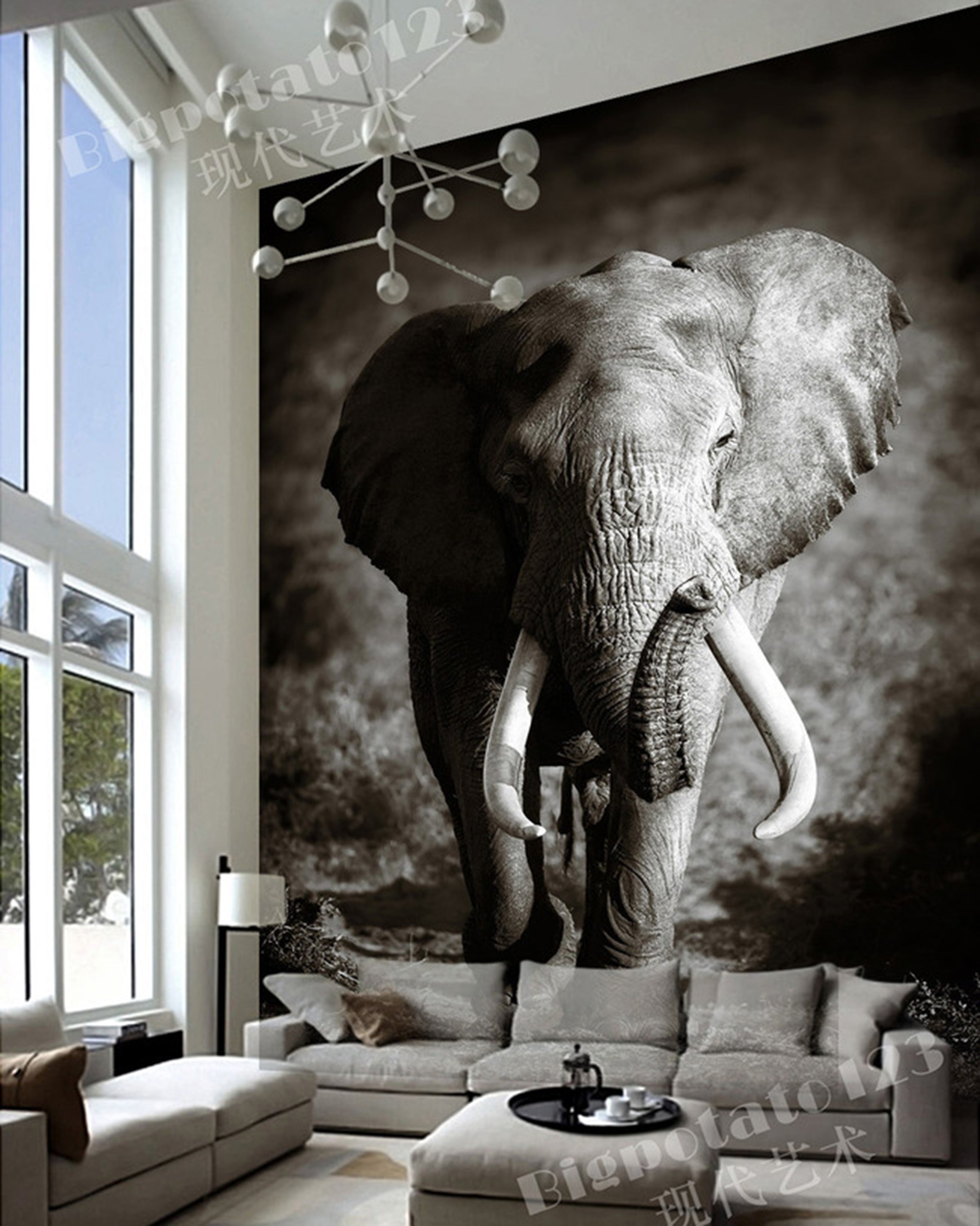 3D Steppe Elephant WG031 Wall Murals