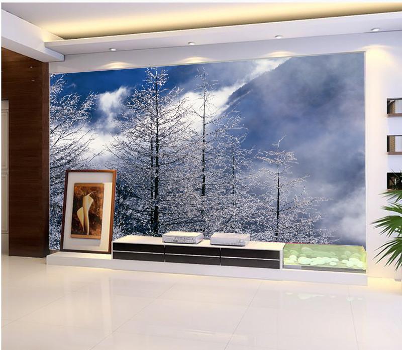 Silver Snow Trees Wallpaper AJ Wallpaper 