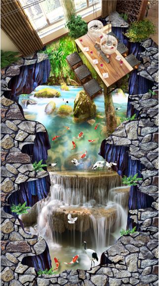 3D Waterfall Floor Mural Wallpaper AJ Wallpaper 2 