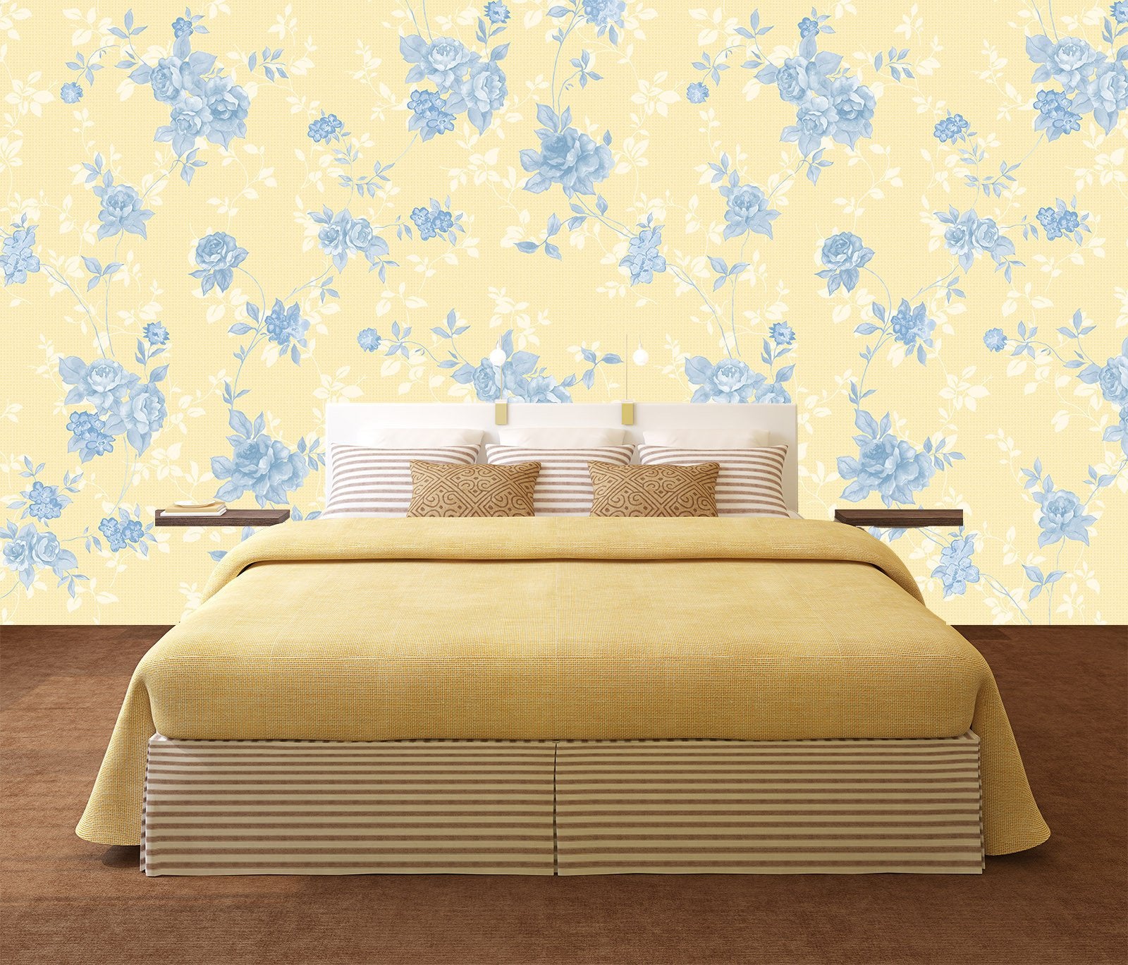 3D Blue Flowers 301 Wallpaper AJ Wallpaper 