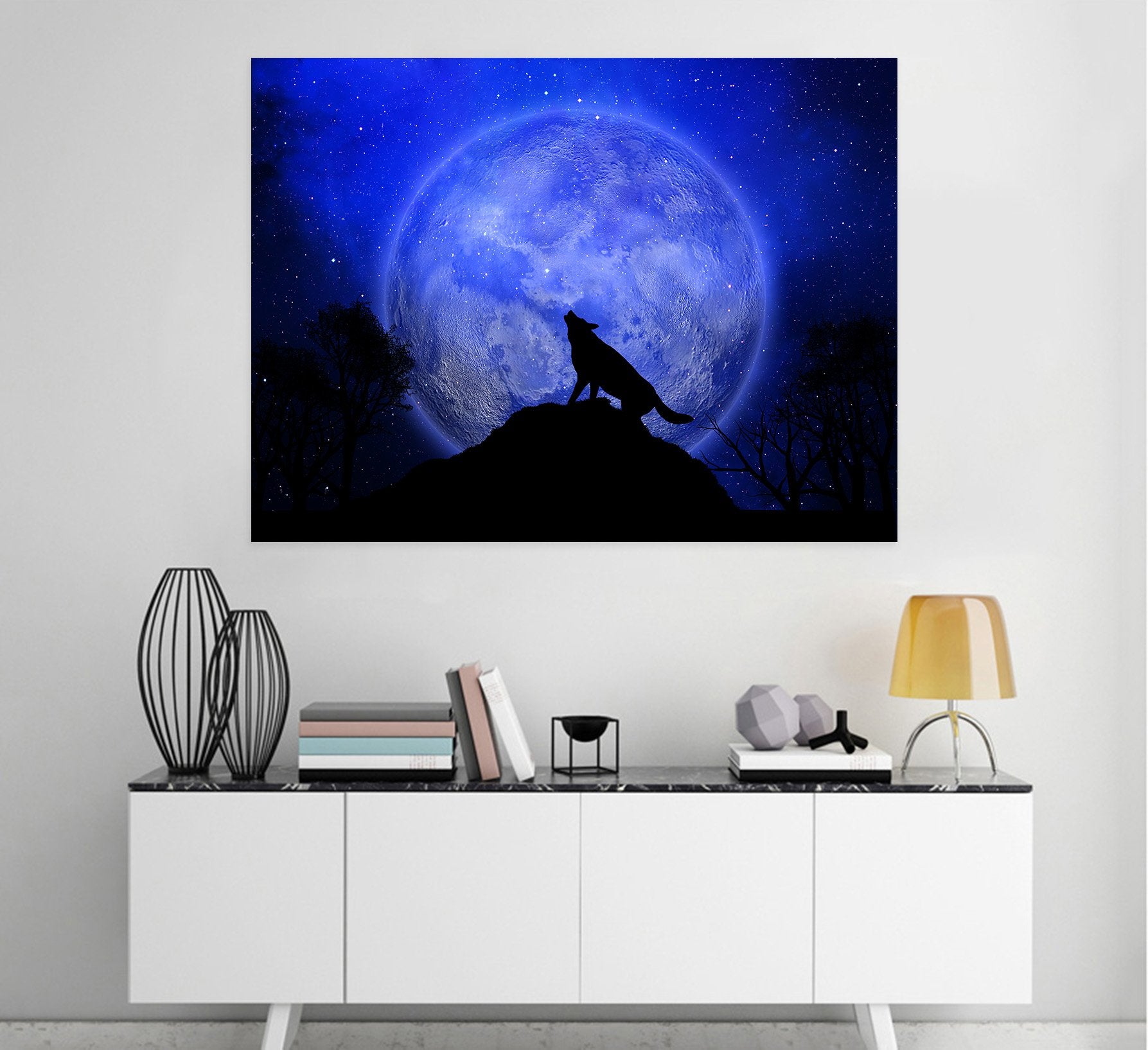 3D Moon Wolf 05 Animal Wall Stickers Wallpaper AJ Wallpaper 2 