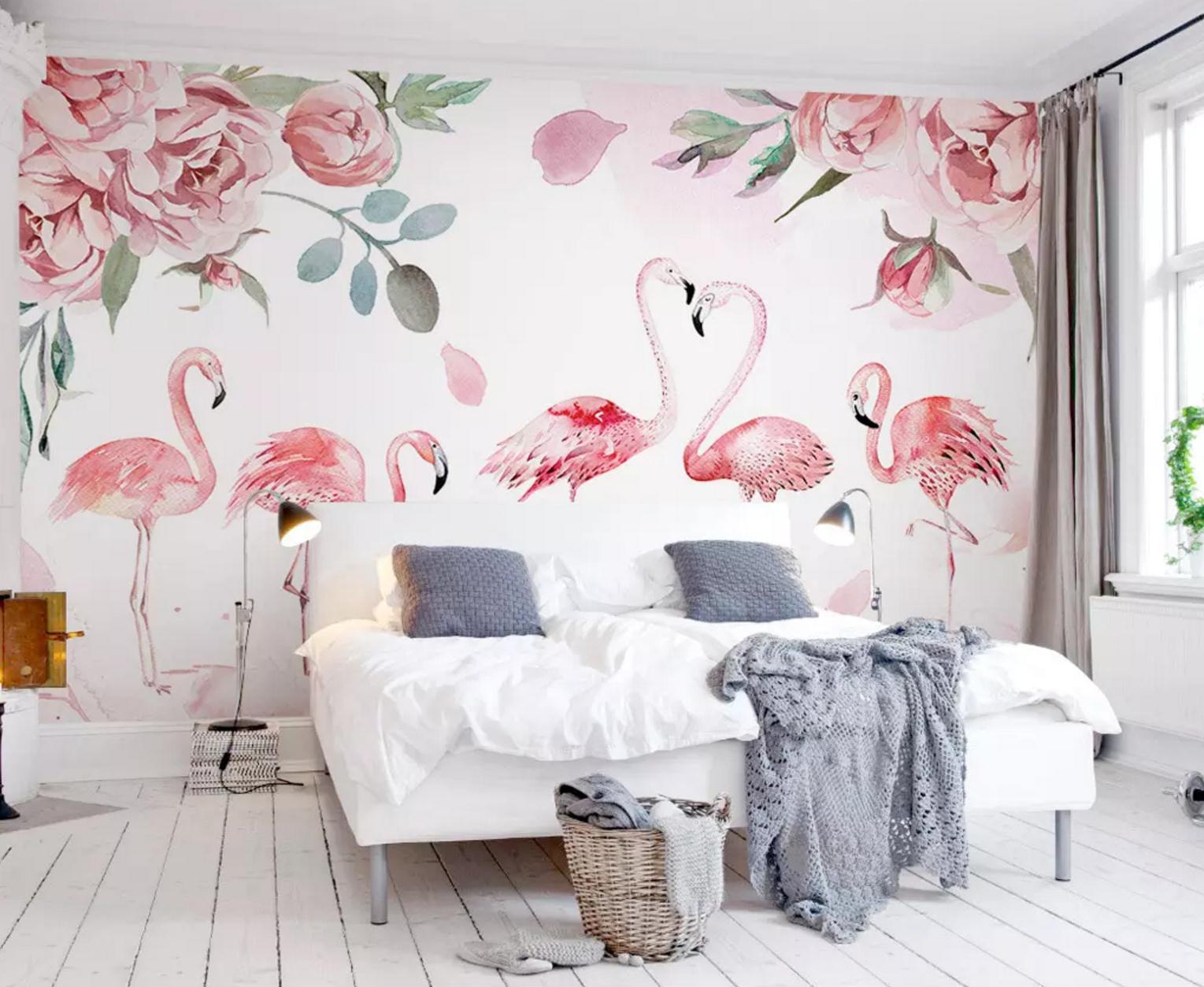 3D Peony Flamingo WC446 Wall Murals