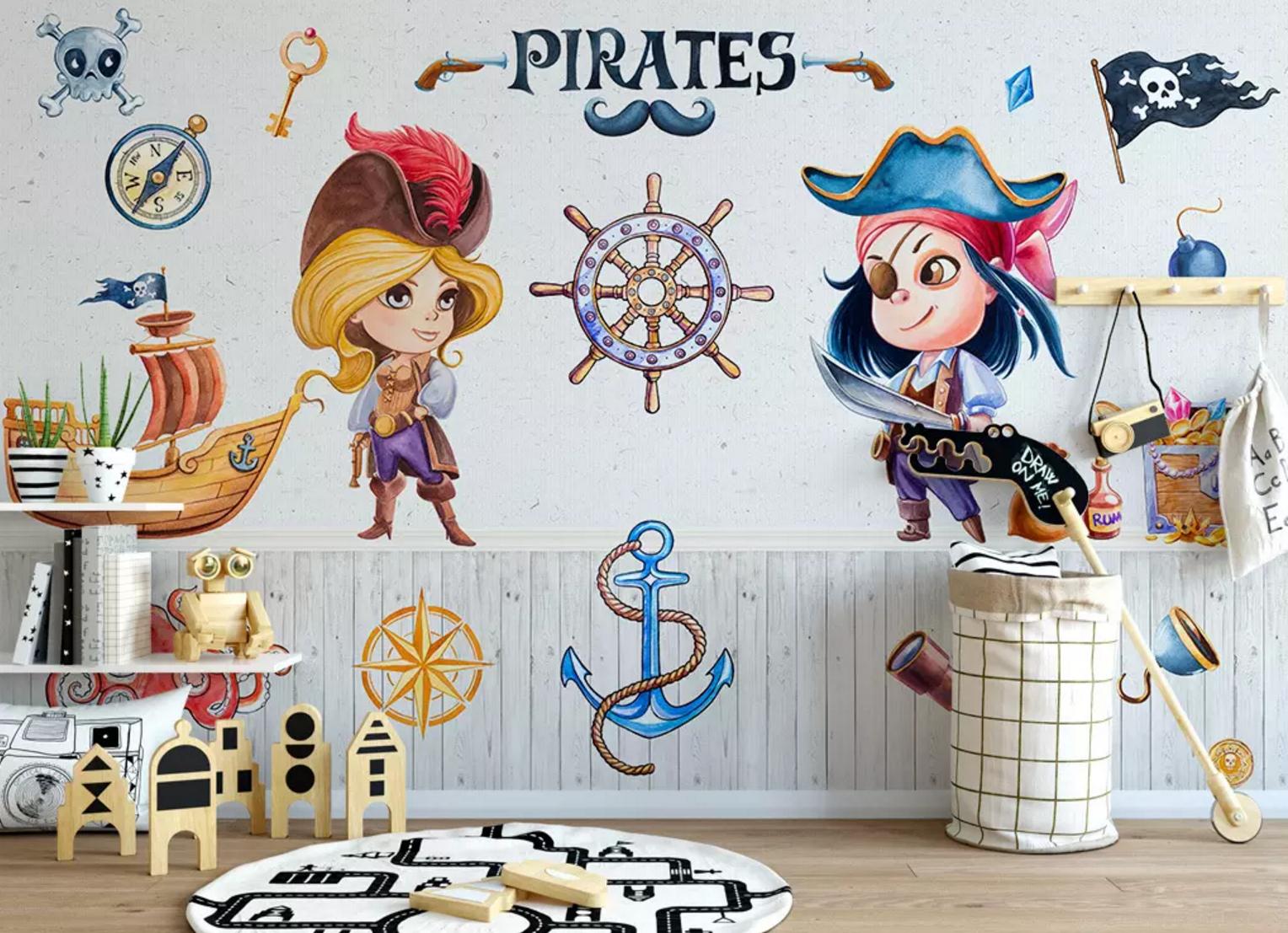 3D Ship Pirate WC501 Wall Murals