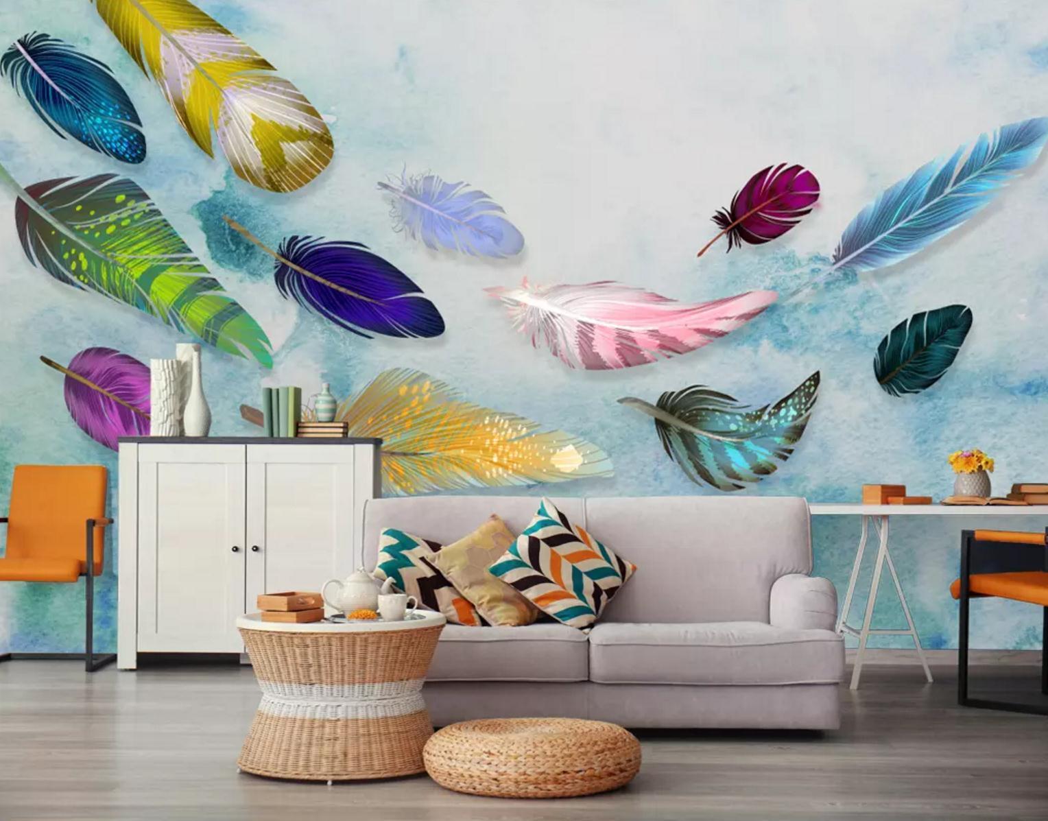 3D Colored Feather 355 Wallpaper AJ Wallpaper 