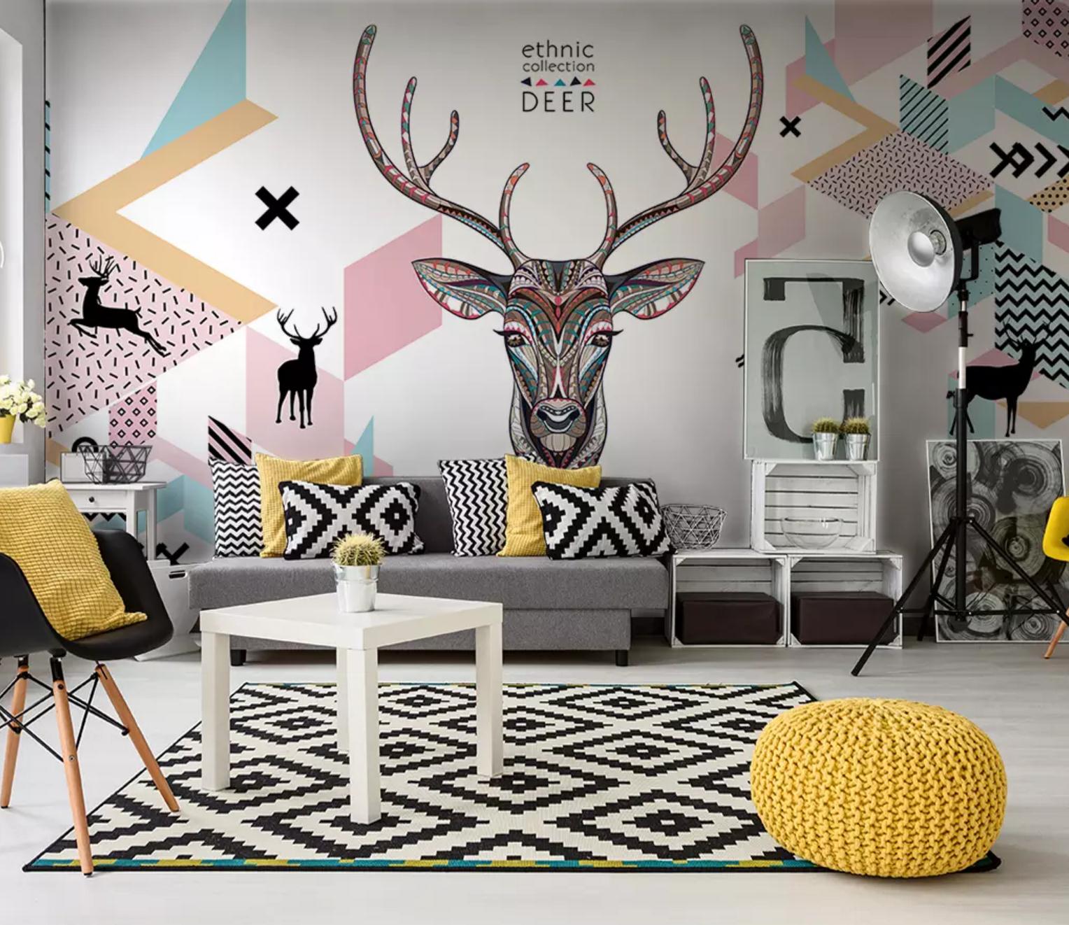 3D Totem Deer Head WC689 Wall Murals