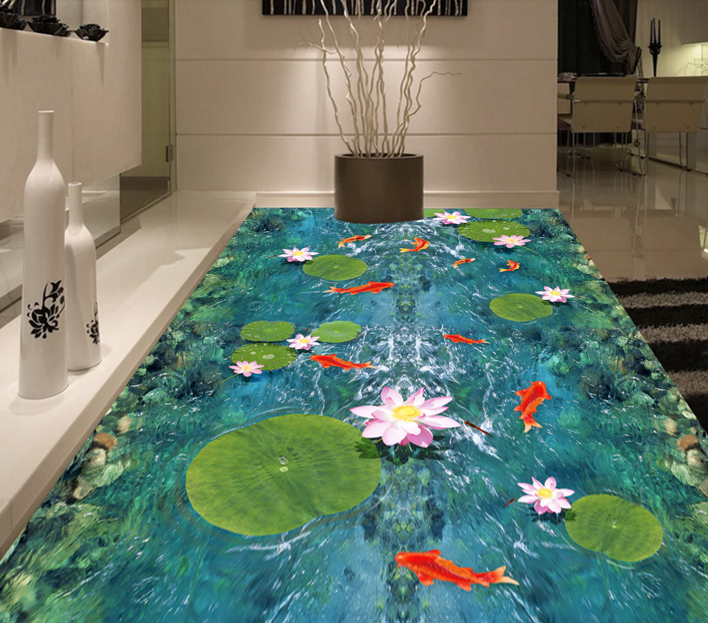3D Lotus Leaf Lotus 546 Floor Mural  Wallpaper Murals Rug & Mat Print Epoxy waterproof bath floor
