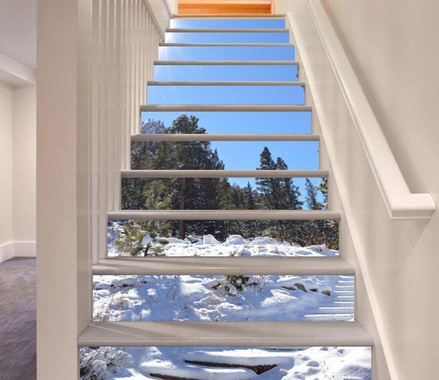 3D Accumulated Snow 695 Stair Risers Wallpaper AJ Wallpaper 