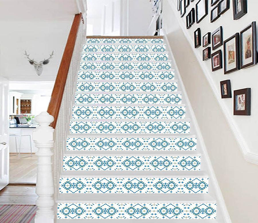3D Blue Gird 108 Stair Risers Wallpaper AJ Wallpaper 