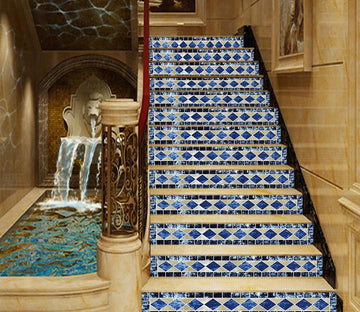 3D Blue Gird 687 Stair Risers Wallpaper AJ Wallpaper 