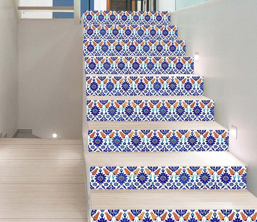 3D Blue Pattern 835 Stair Risers Wallpaper AJ Wallpaper 