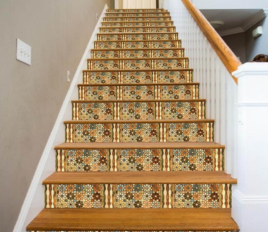 3D Broken Flower Pattern 89 Stair Risers Wallpaper AJ Wallpaper 