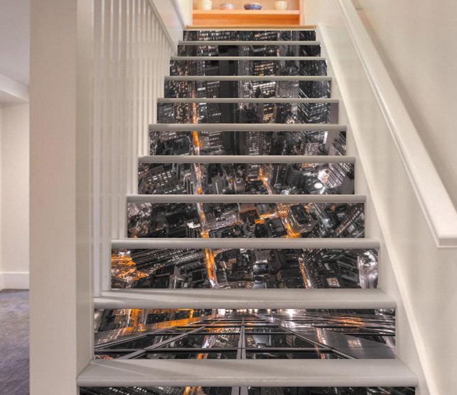 3D Bustling City 327 Stair Risers Wallpaper AJ Wallpaper 