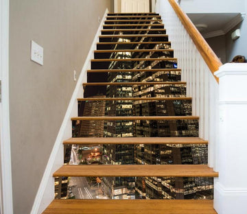 3D Bustling City 435 Stair Risers Wallpaper AJ Wallpaper 