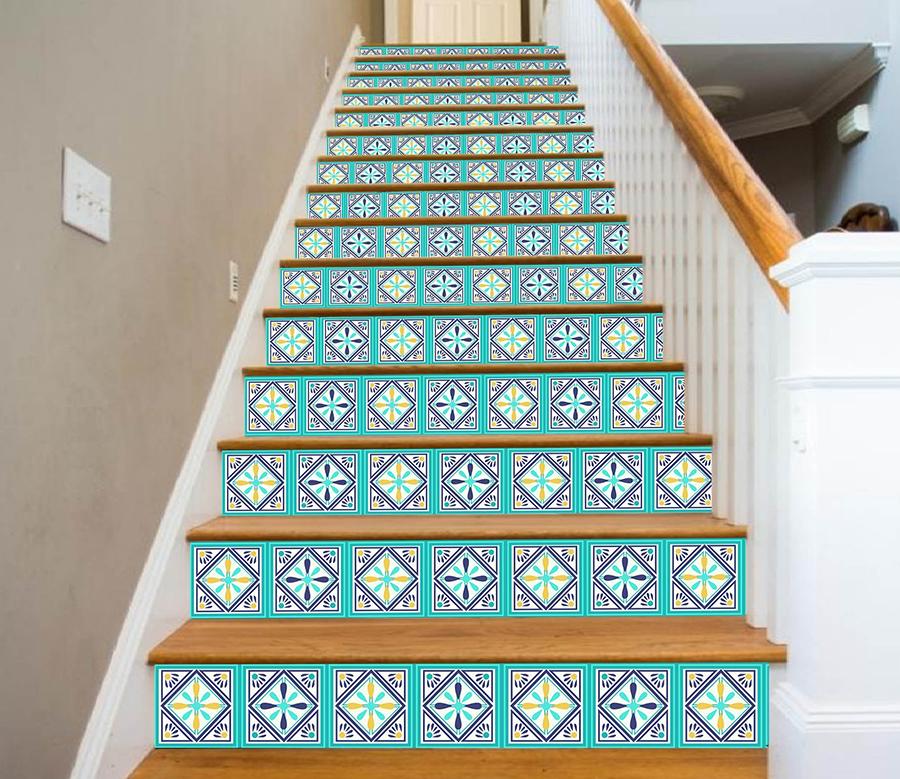 3D Color Gird 243 Stair Risers | AJ Wallpaper