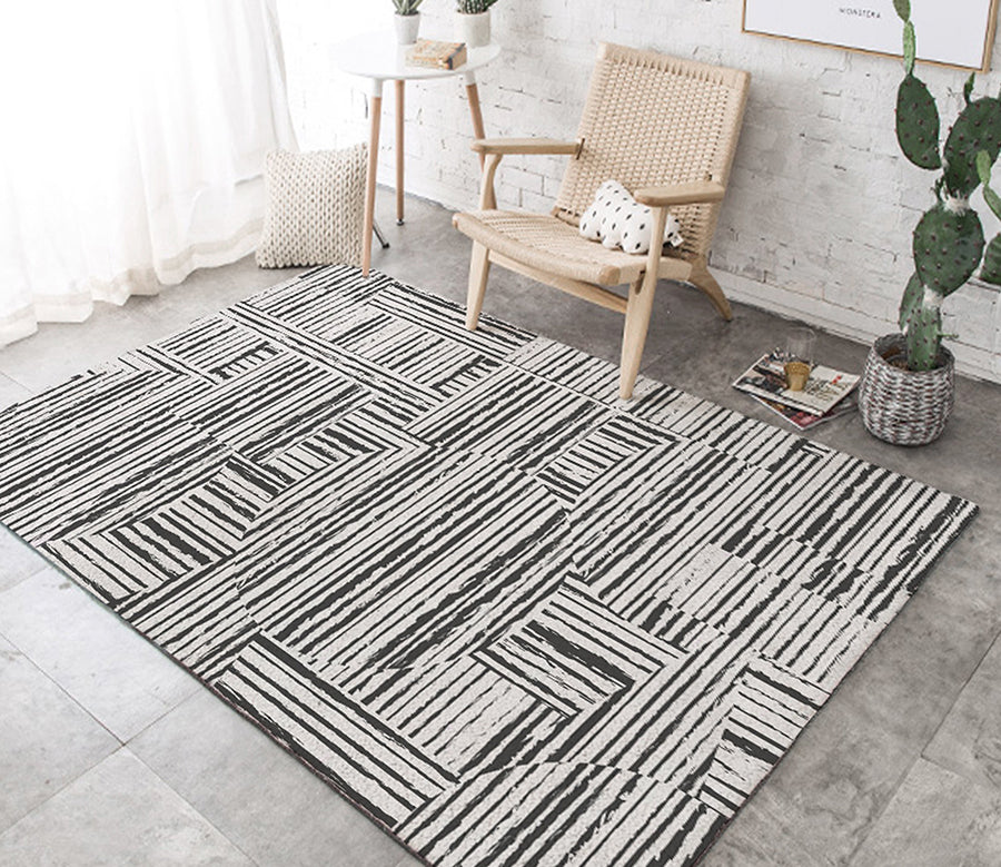 3D Gray Stripe WG155 Non Slip Rug Mat Mat AJ Creativity Home 