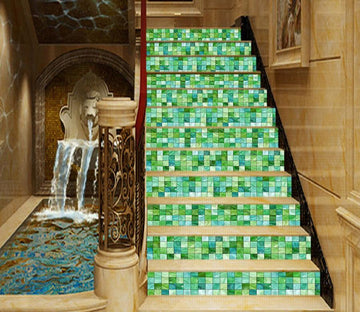 3D Green Mosaic 369 Stair Risers Wallpaper AJ Wallpaper 