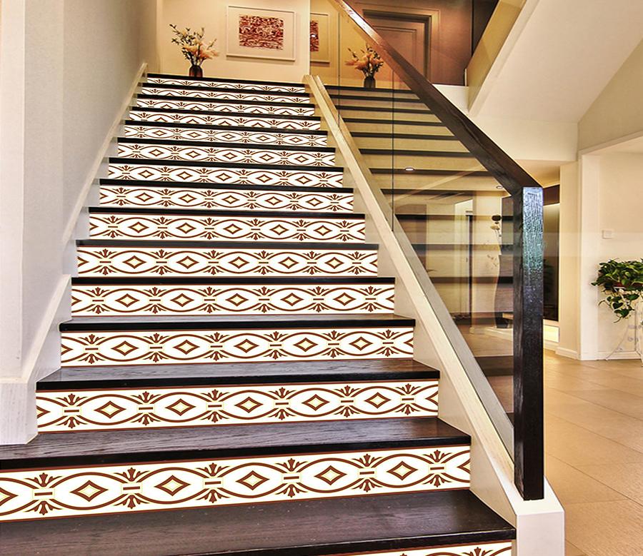 3D Reto Pattern 796 Stair Risers Wallpaper AJ Wallpaper 