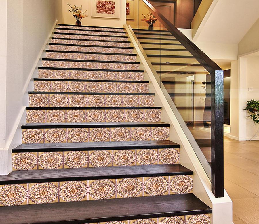 3D Round Flower 662 Stair Risers Wallpaper AJ Wallpaper 