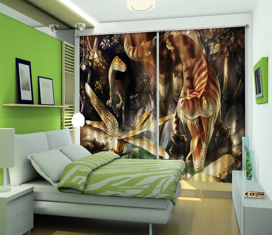 3D Tyrannosaurus Dragonfly 171 Curtains Drapes Curtains AJ Creativity Home 