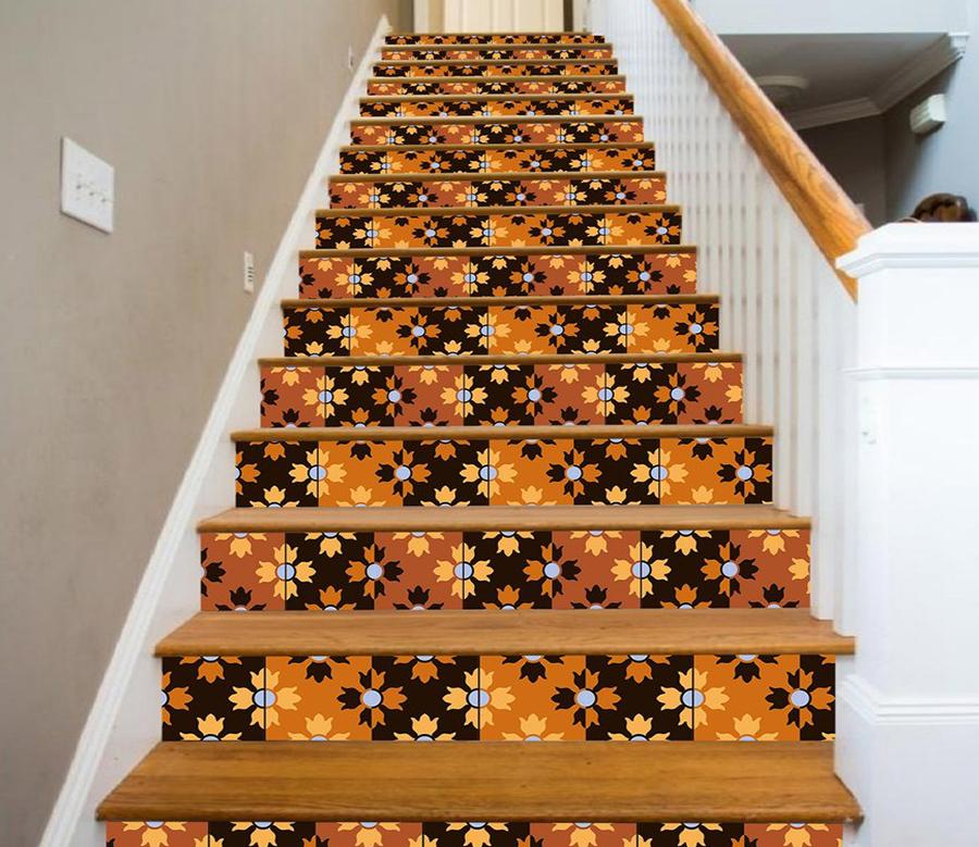 3D Yellow Pattern 492 Stair Risers Wallpaper AJ Wallpaper 