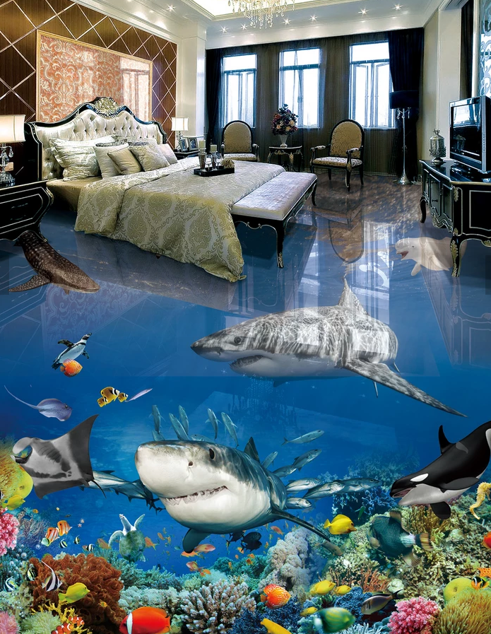3D Ferocious Shark 513 Floor Mural  Wallpaper Murals Rug & Mat Print Epoxy waterproof bath floor