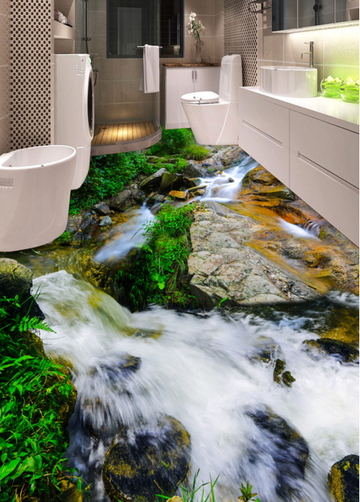 3D Rugged Stream Floor Mural Wallpaper AJ Wallpaper 2 