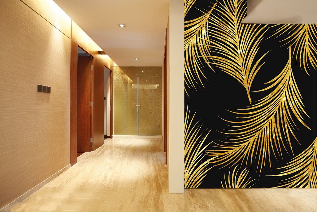 3D Gold Foil Leaves 164 Wallpaper AJ Wallpaper 