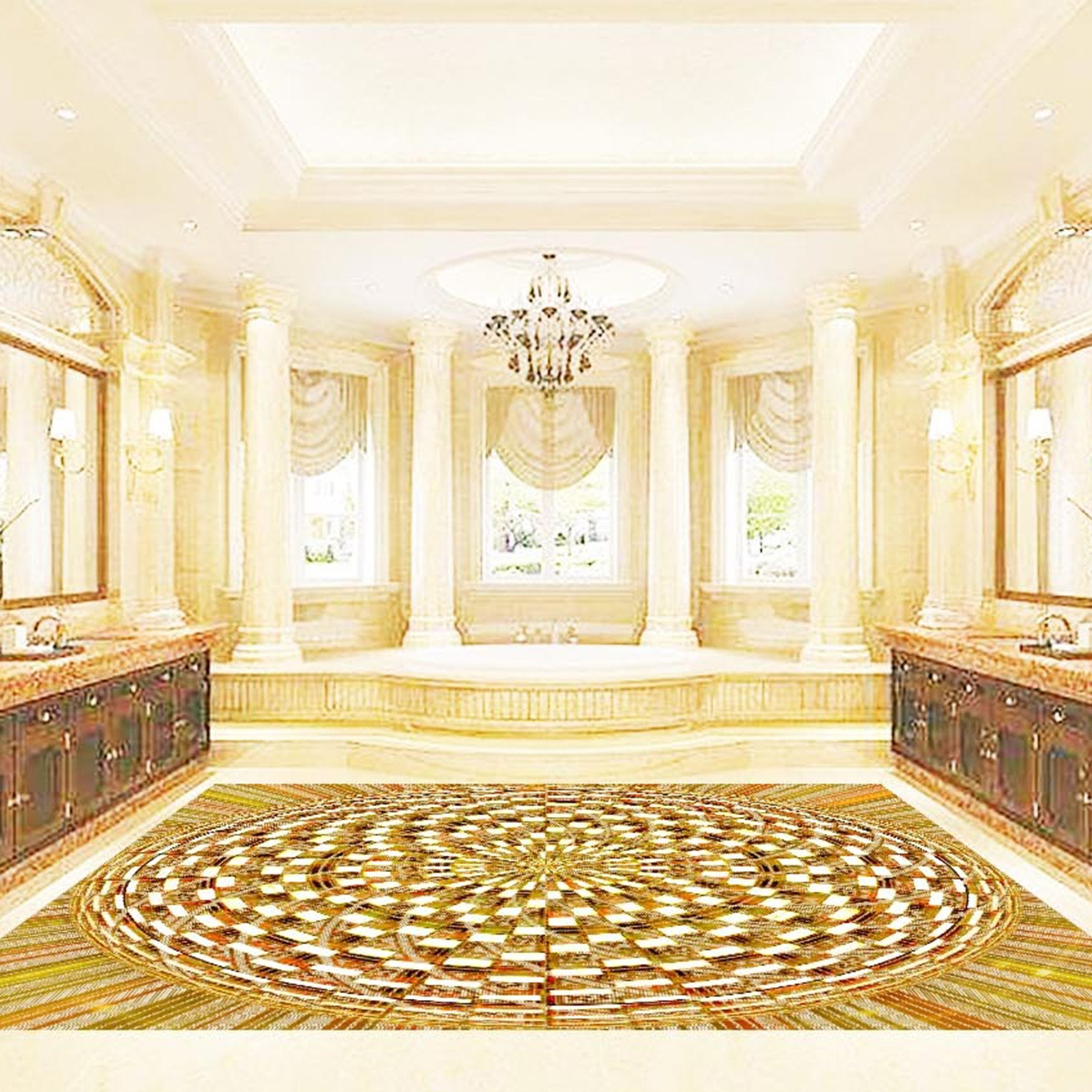 3D Golden Geometry WG232 Floor Mural Wallpaper AJ Wallpaper 2 