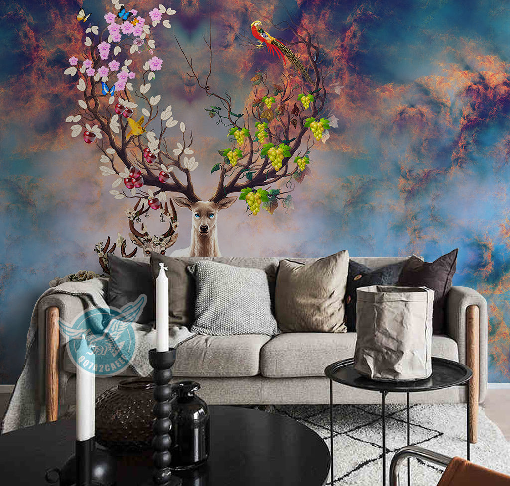 3D Flower Fawn WG018 Wall Murals
