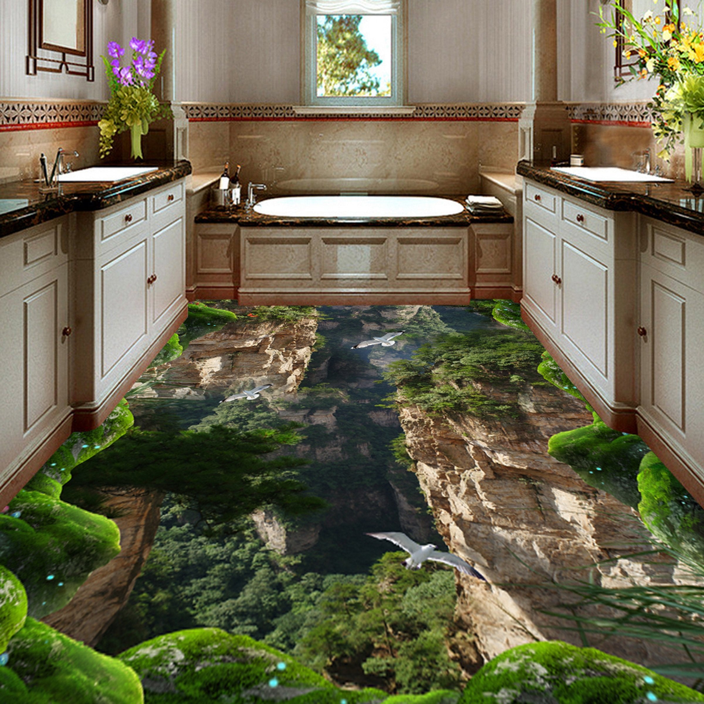 3D Valley Forest WG052 Floor Mural Wallpaper AJ Wallpaper 2 