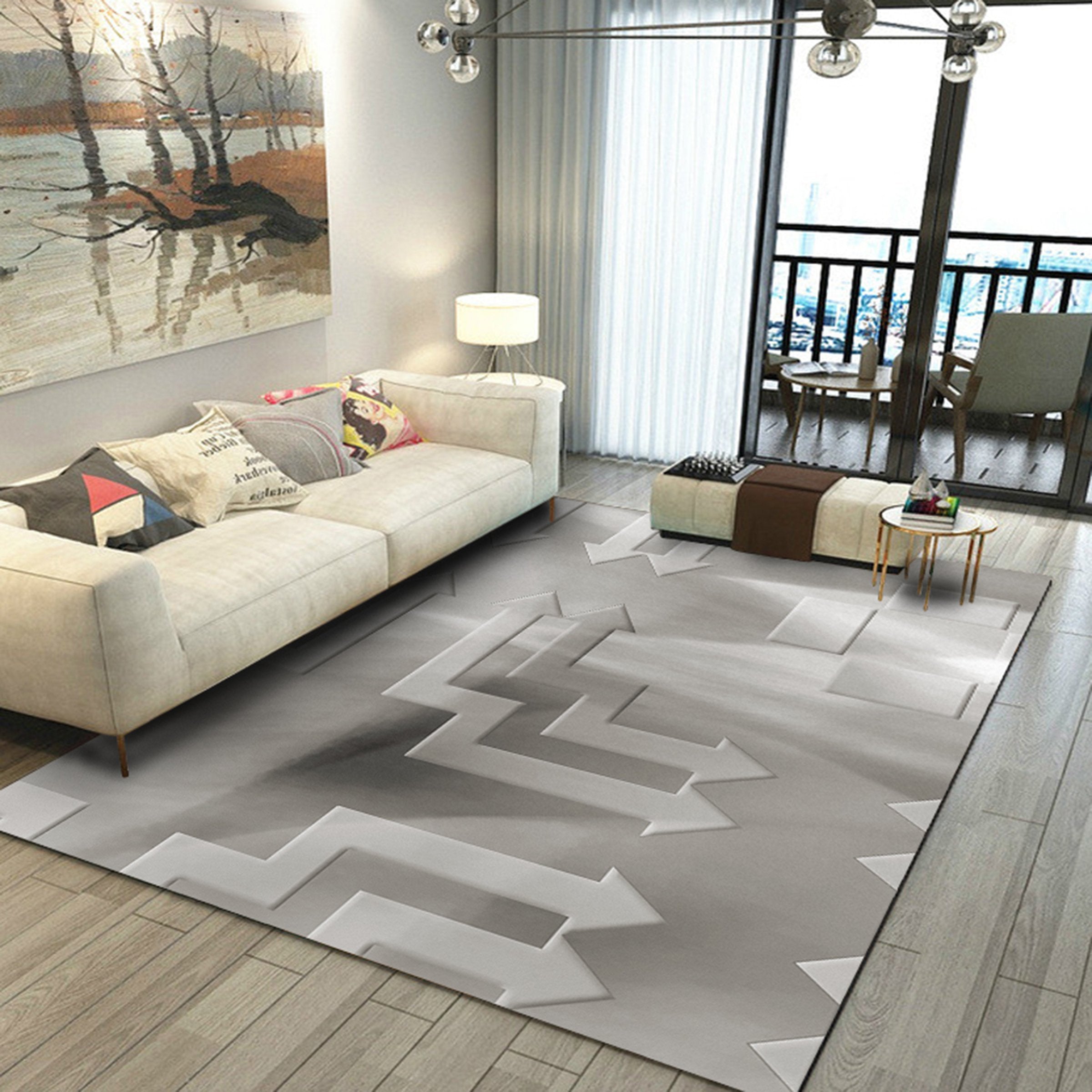 3D Gray Arrow WG198 Non Slip Rug Mat Mat AJ Creativity Home 
